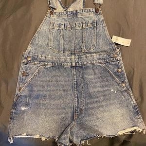 Abercrombie and Fitch denim short overalls size Large